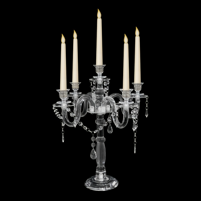 Home Decor Luxury - Elegant 5-Arm Acrylic Taper Candelabra, 14