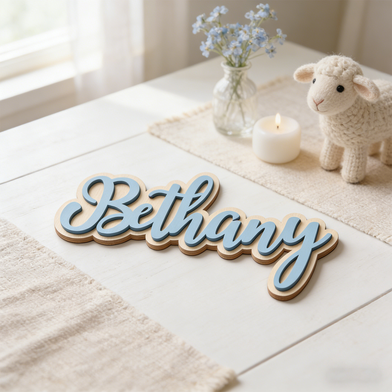 Home Decor For Birthday - 1 Personalized Double-layer Wooden Name Tag,