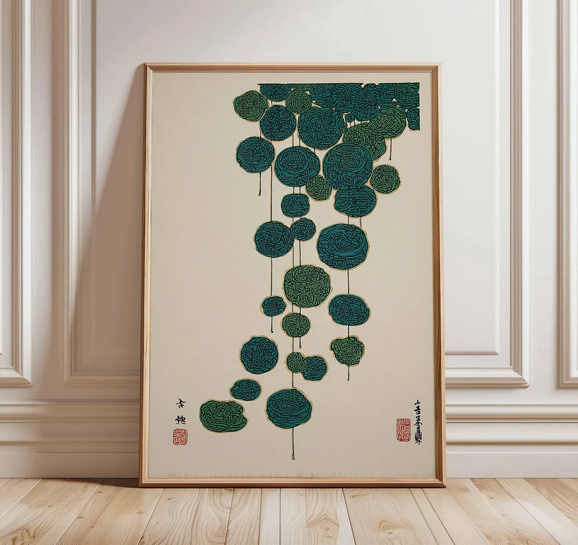 Home Decor Zen - Japanese Lotus Art Print, Minimalist Zen