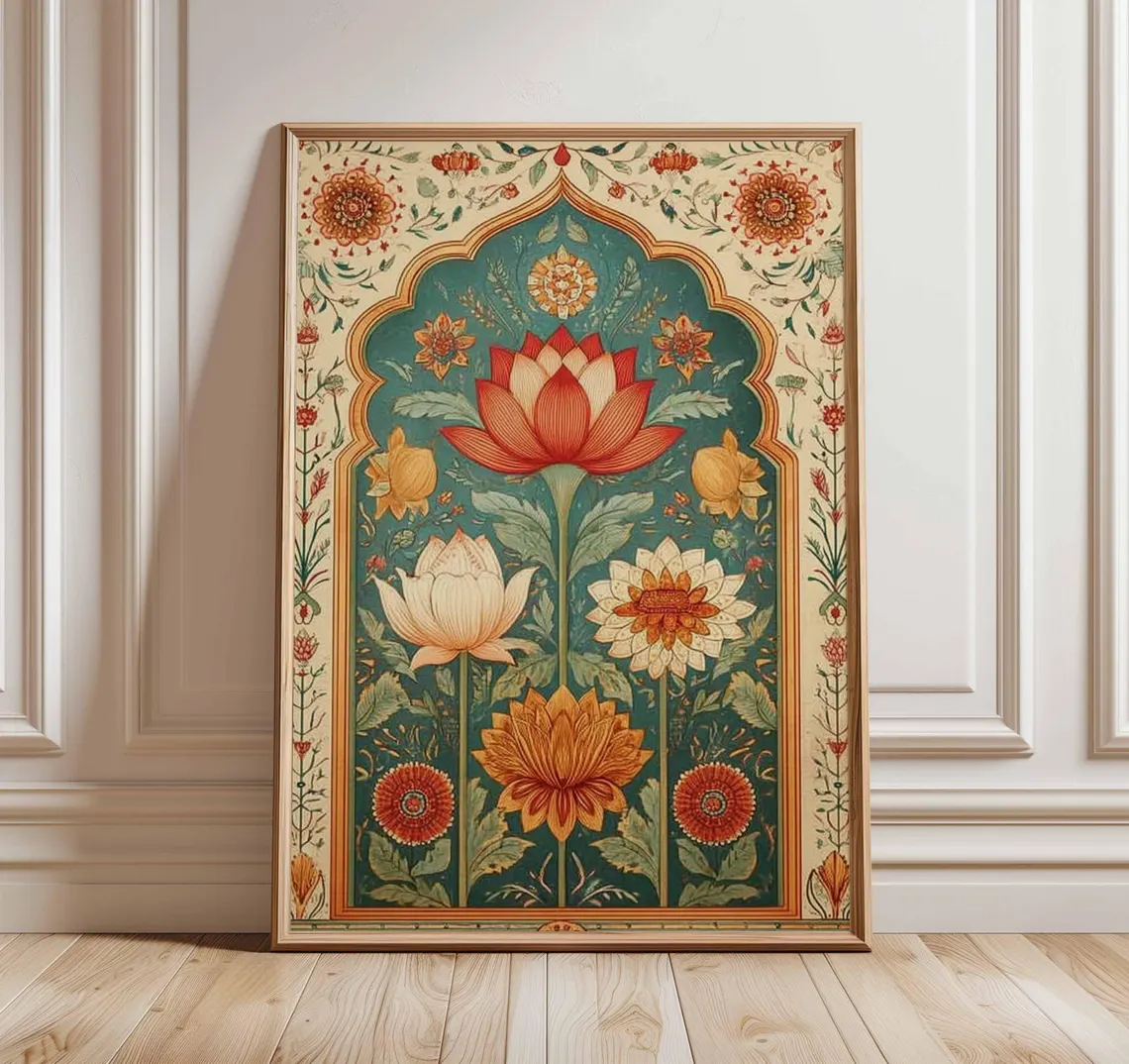 Home Decor Zen - Lotus Flower Wall Art Poster, Indian