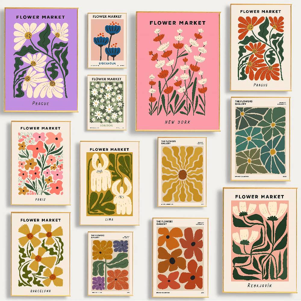 Home Decor Market - Colorful Abstract Flower Market Amsterdam Poster