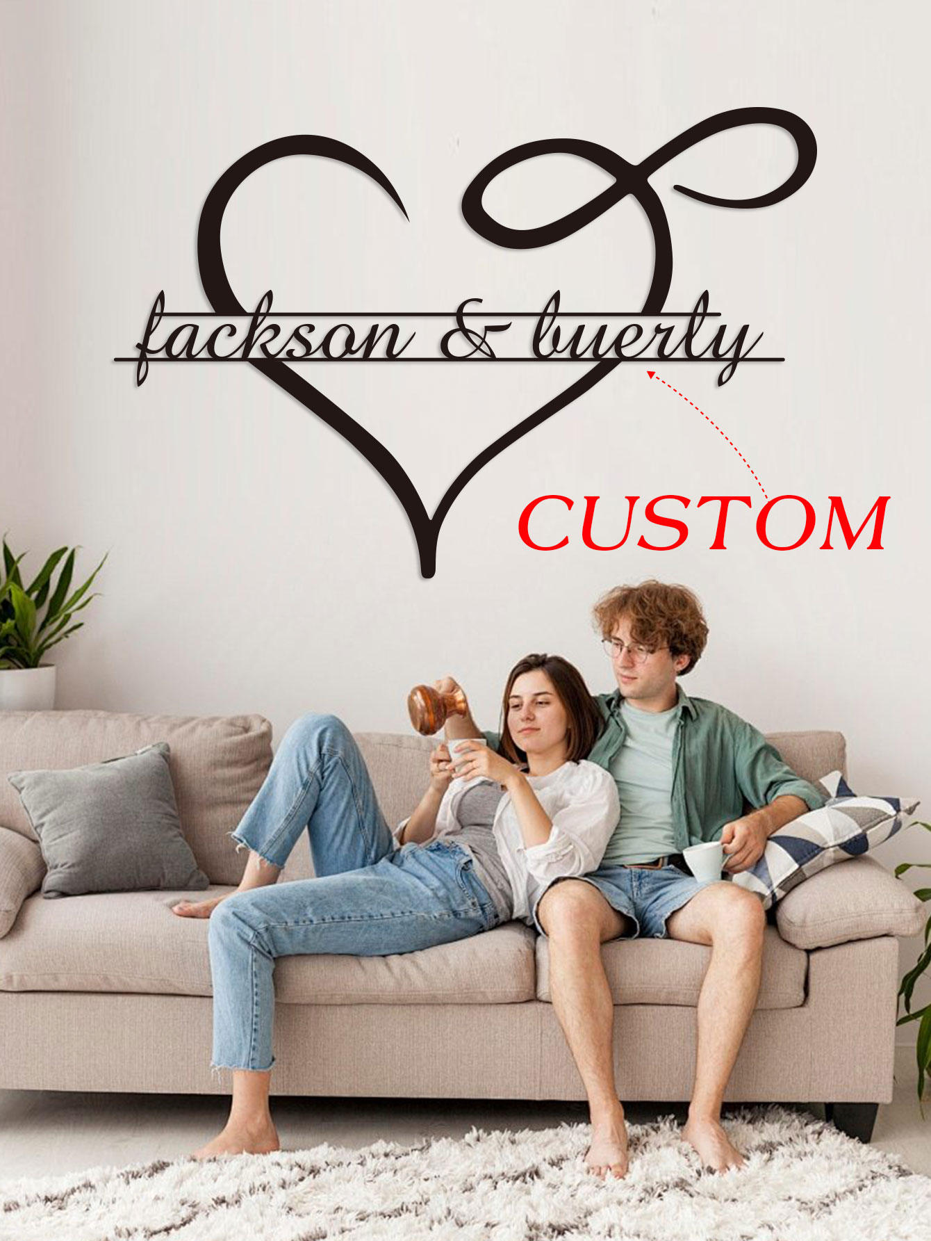 Home Decor Living - Custom Reusable Pre-pasted Metal Heart-Shaped Art