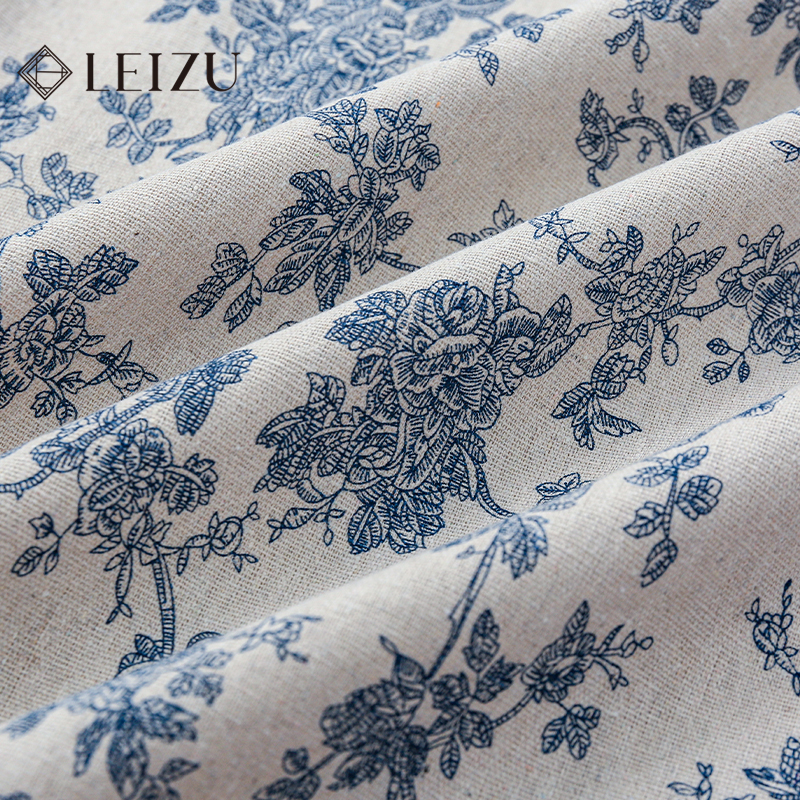 Linen Table Runner - 0.5/1/2 Yard Cotton Linen Blue Retro