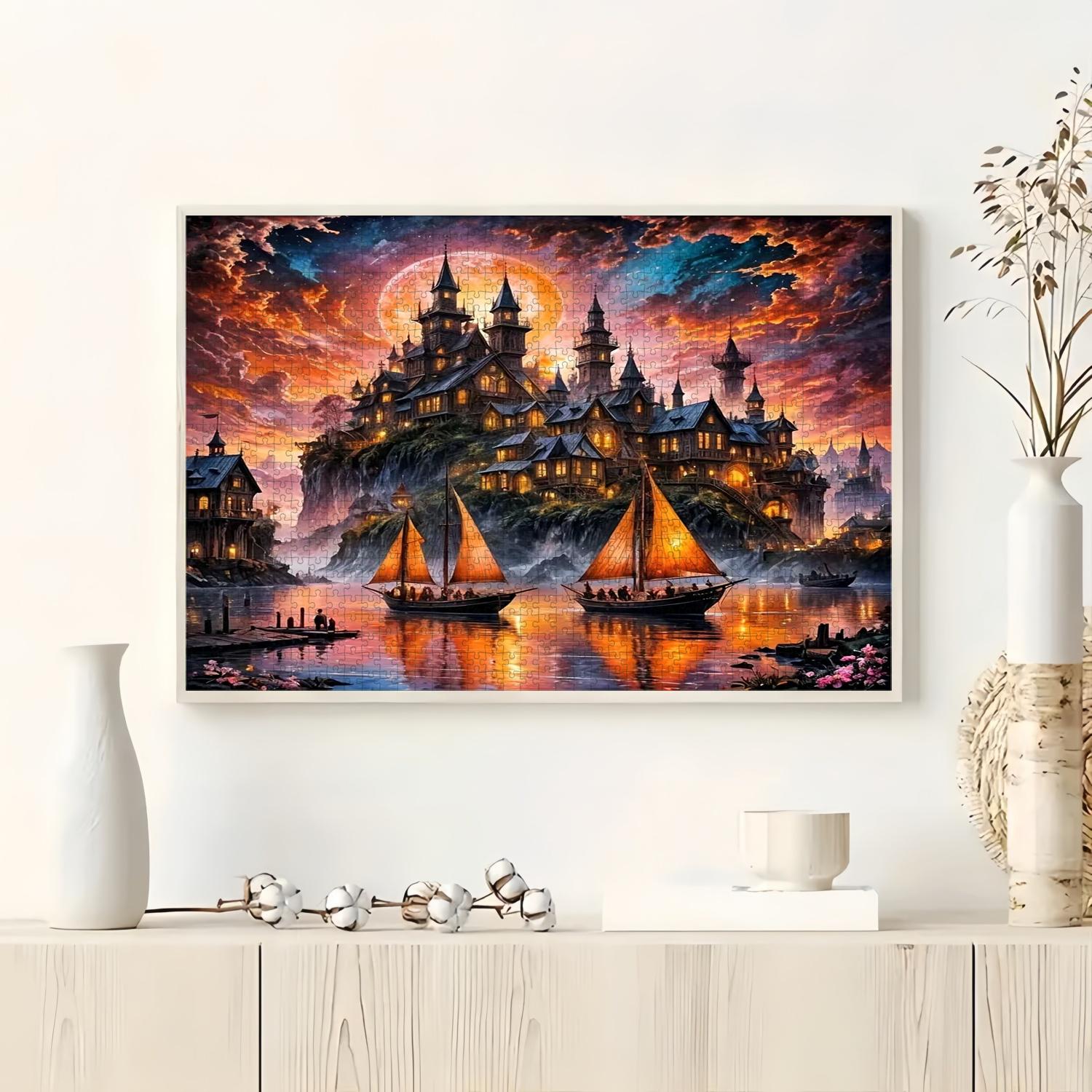 Home Decor Under 1000 - 500/1000/1200/2000PCS Puzzles for Adult Castle Sailboat