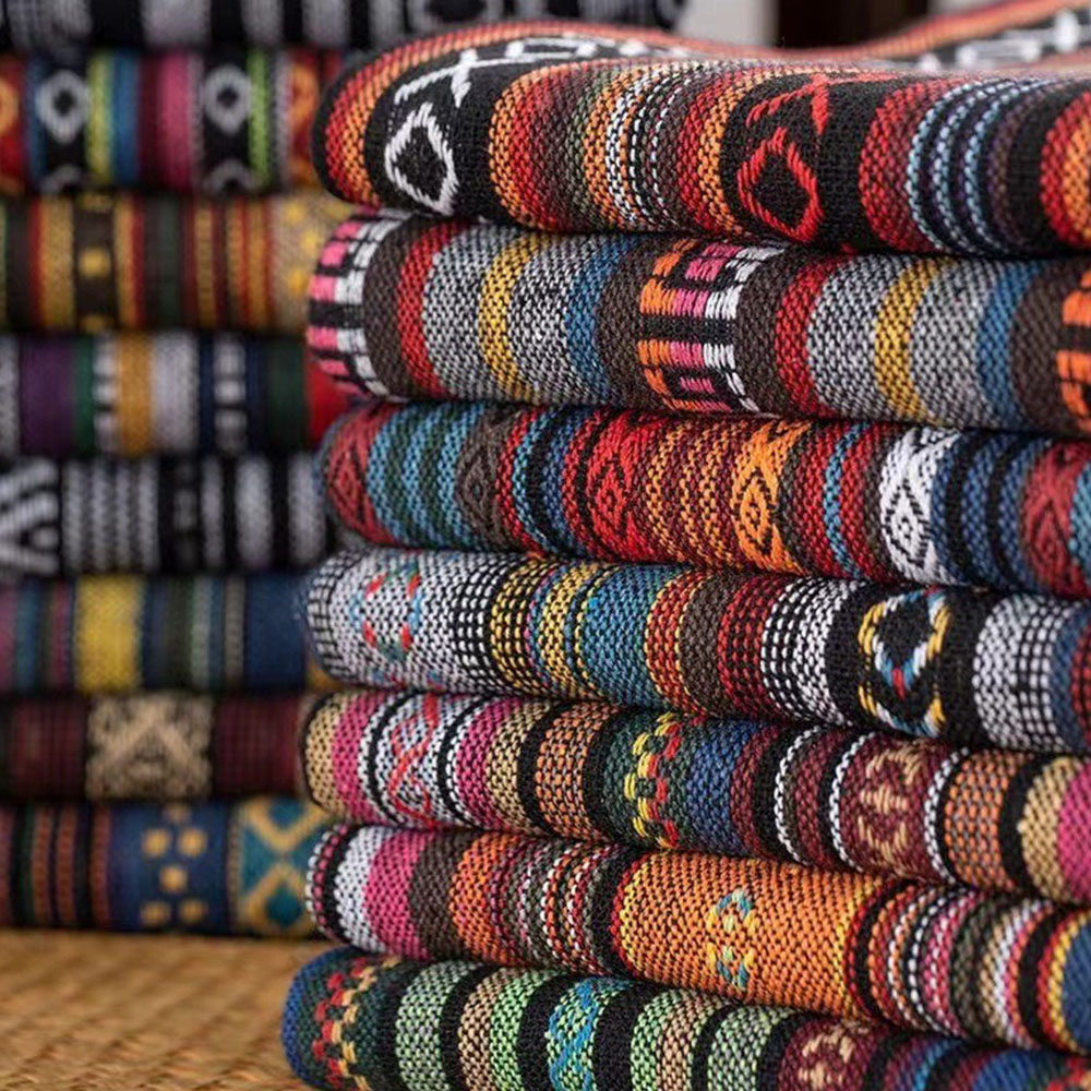 Linen Table Runner - Ethnic Style Cotton Linen Fabric Textile