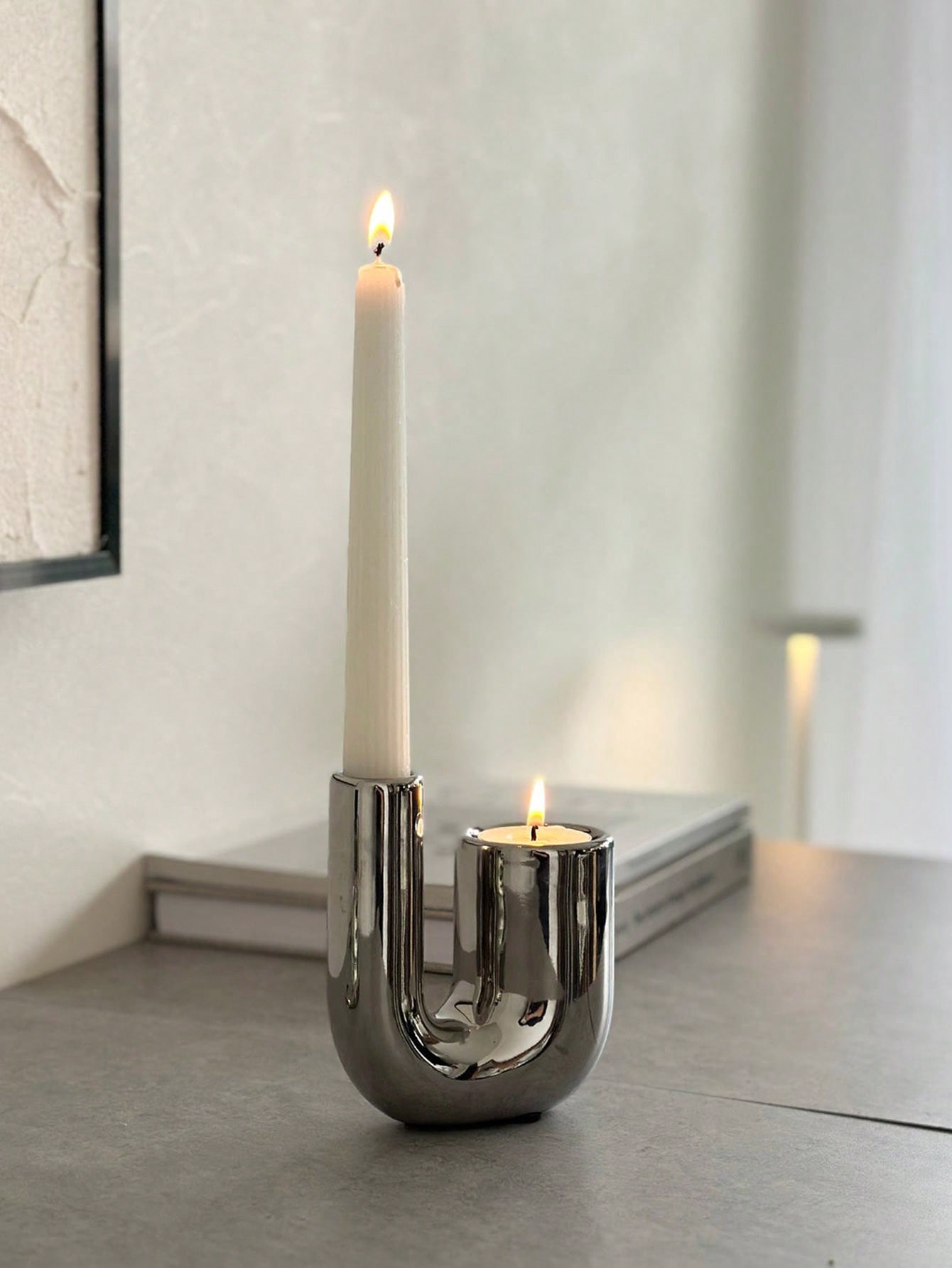 Home Decor Luxury - Luxury Silver Ceramic Candle Holder Decor,