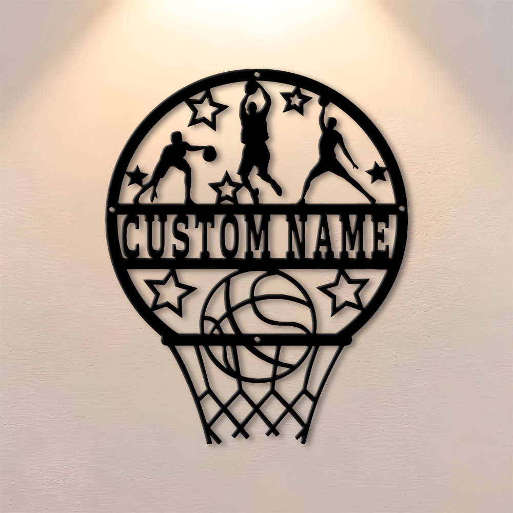 Home Decor For Birthday - Customizable Iron Basketball Decorative Plaque, Personalized