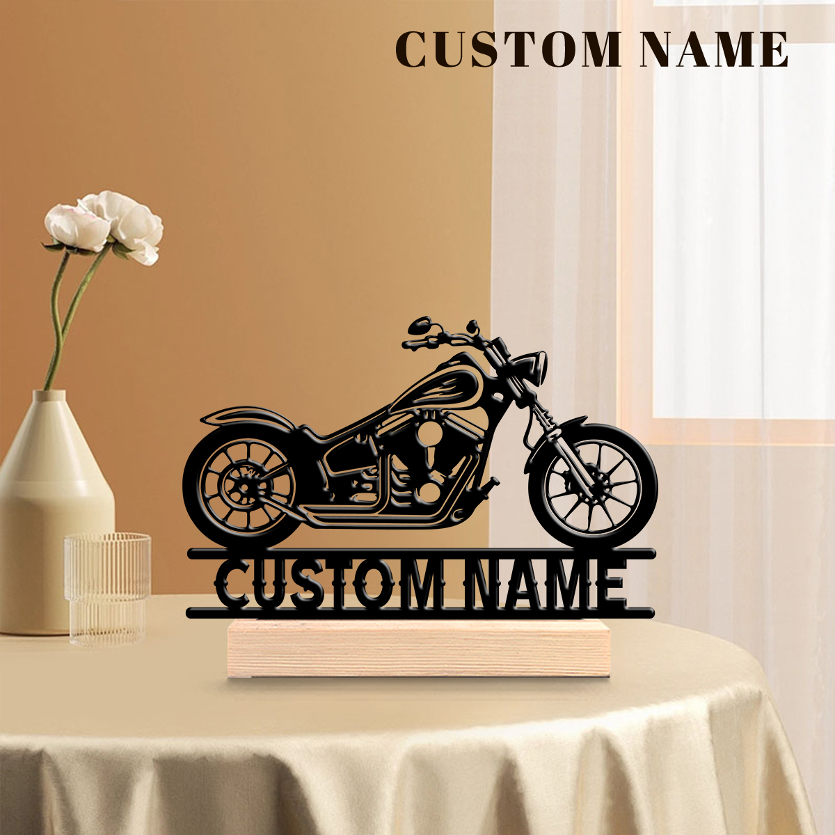 Home Decor For Birthday - 1Pc Csutom Name Road Motorbike Wooden