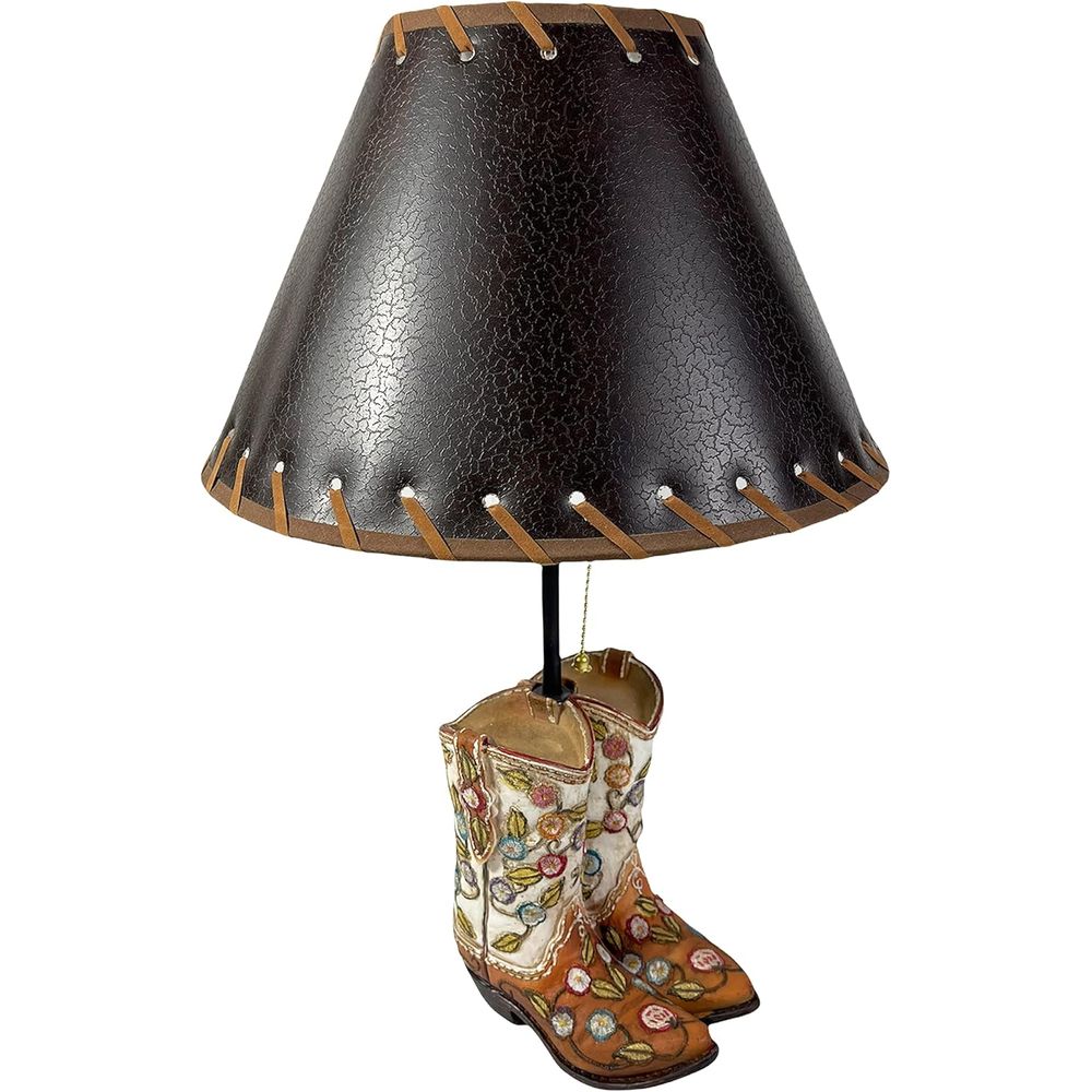 Home Decor Living - Western Cowboy Boot Table Lamp, Turquoise