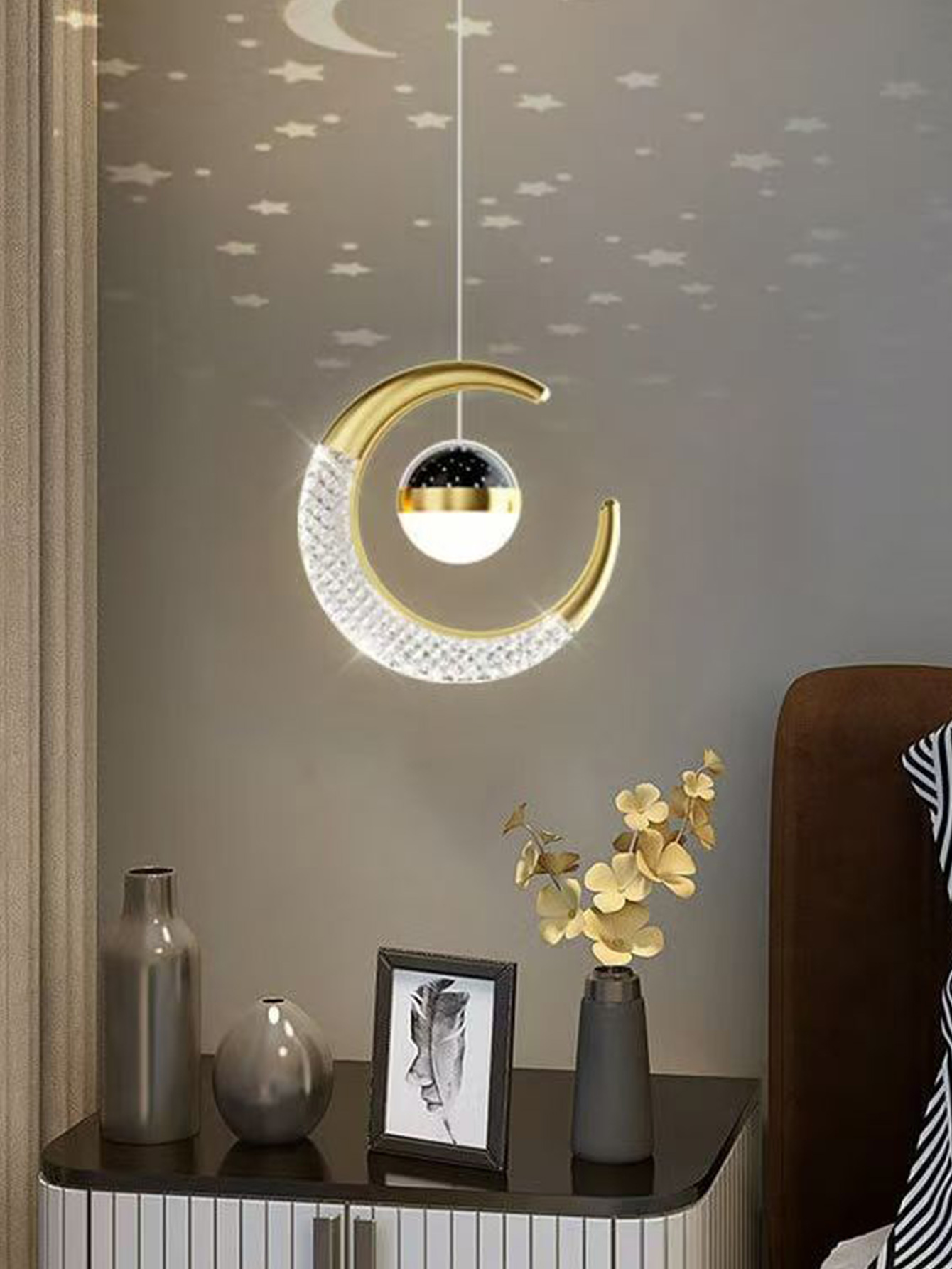 Hanging Moon Lamp - Creative led Ceiling Light with Moon