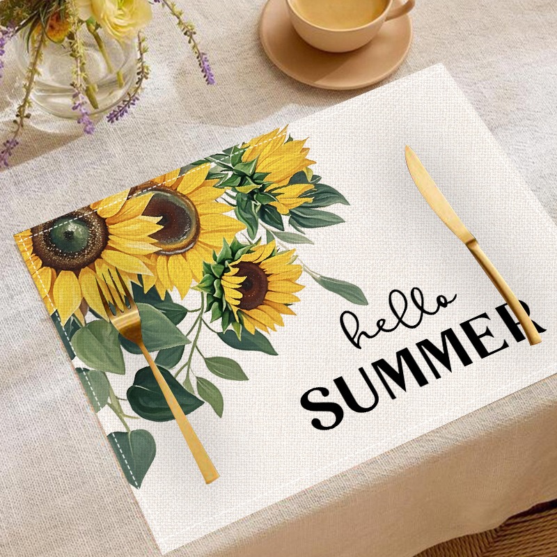 5PCS Spring Summer Floral Sunf – Linen Table Runner Bewertung und Preis