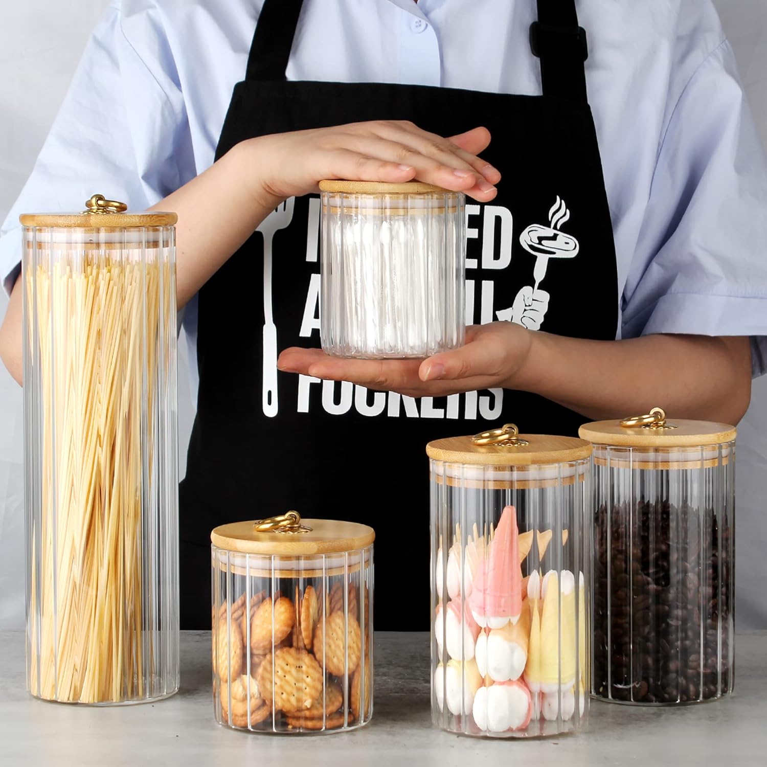 Glass Storage Jars Set of 5, D – Home Decor Store Bewertung und Preis