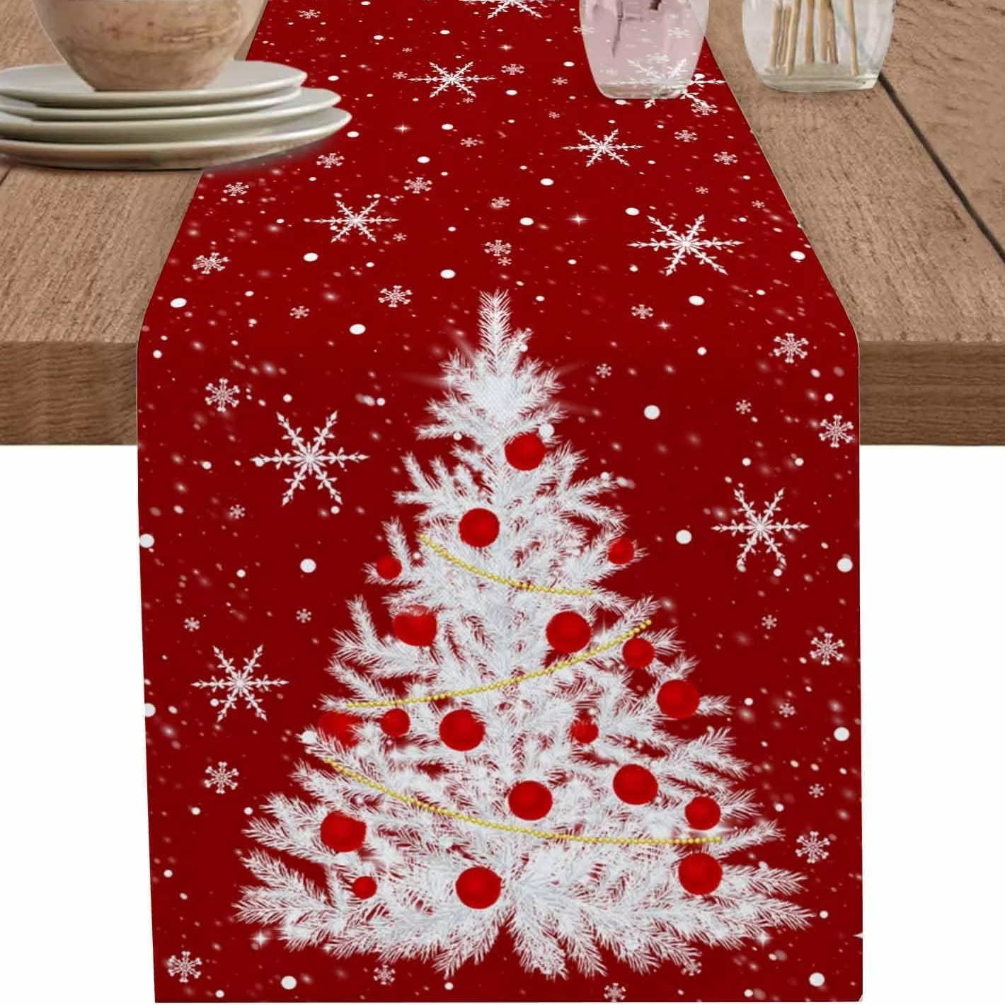 Red Table Runner Christmas Tre – Linen Table Runner Bewertung und Preis