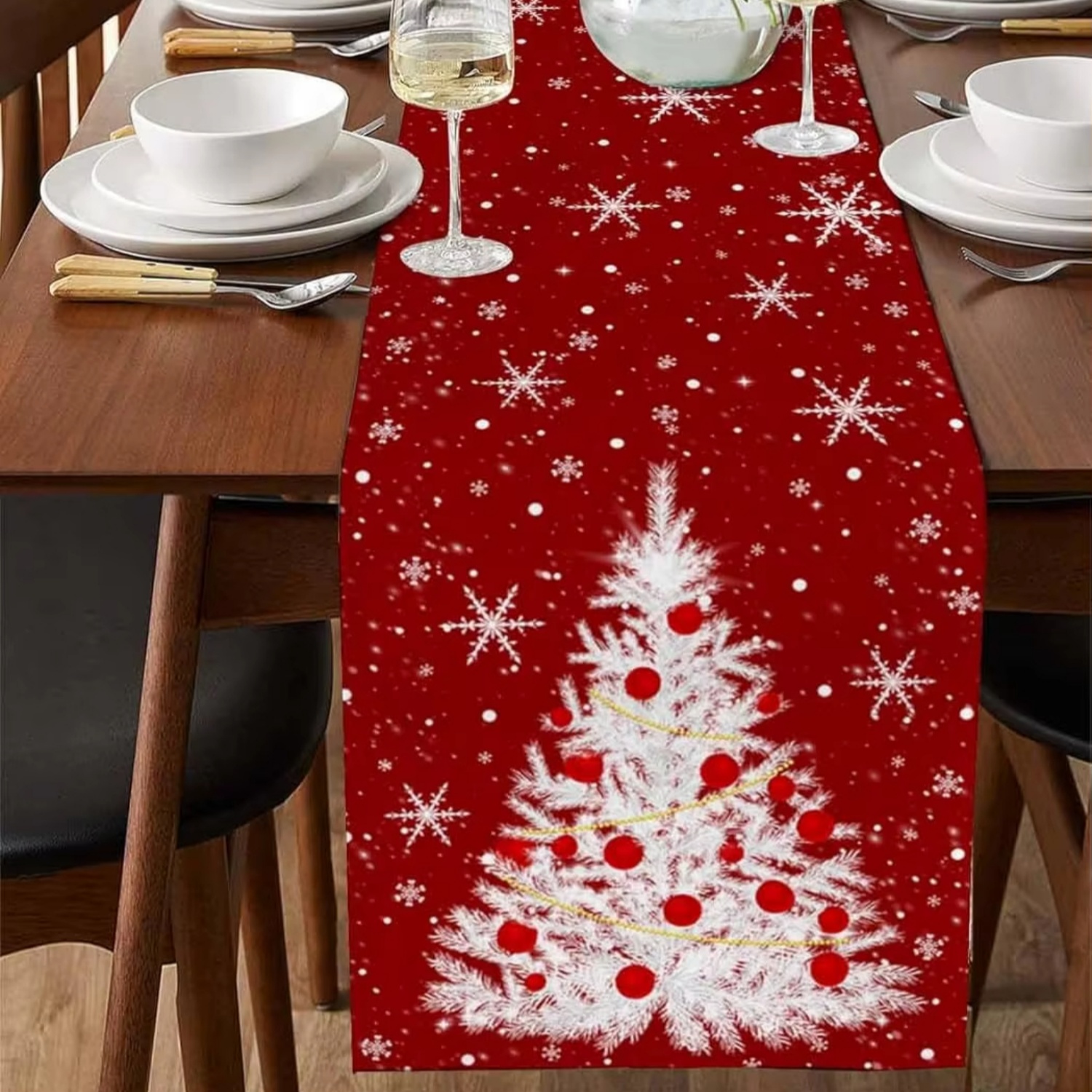 Red Table Runner Christmas Tre – Linen Table Runner Bewertung und Preis