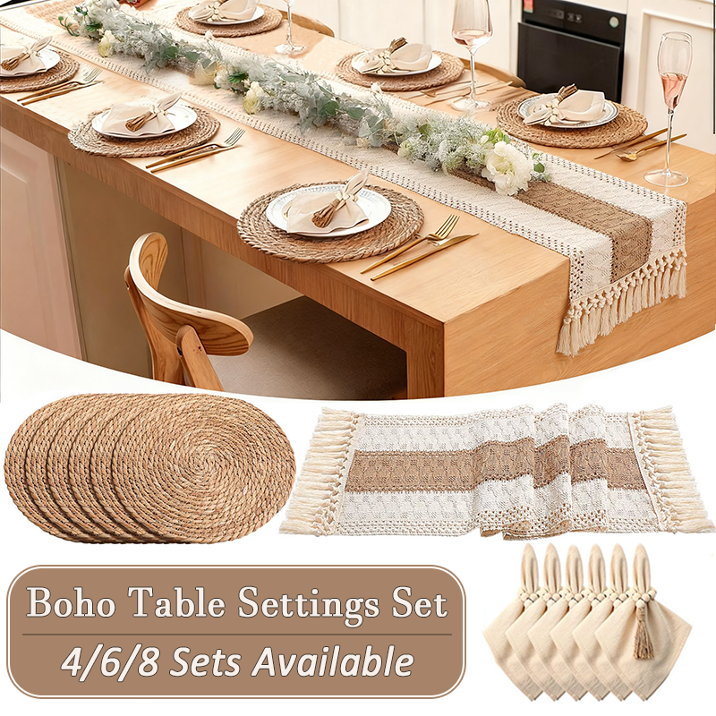 4/6/8 Sets Boho Dining Table D – Linen Table Runner Bewertung und Preis