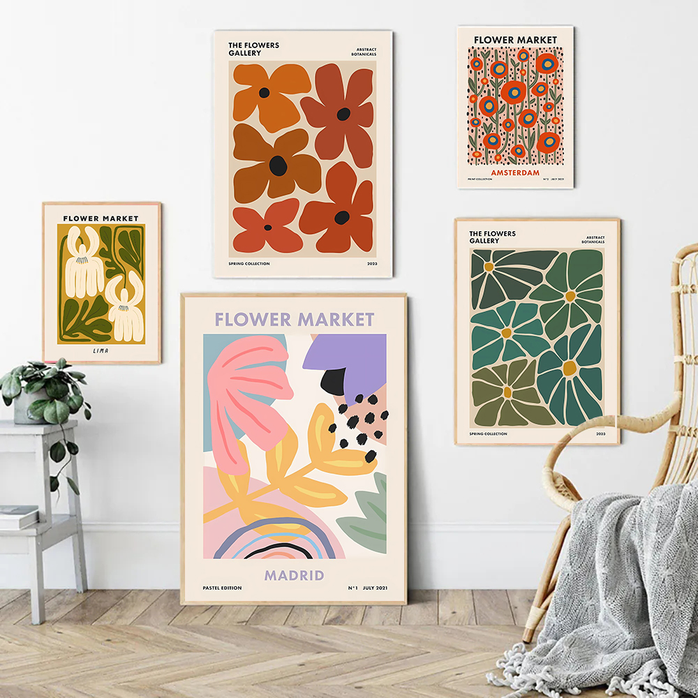 Colorful Retro Flower Market A – Home Decor Market Bewertung und Preis