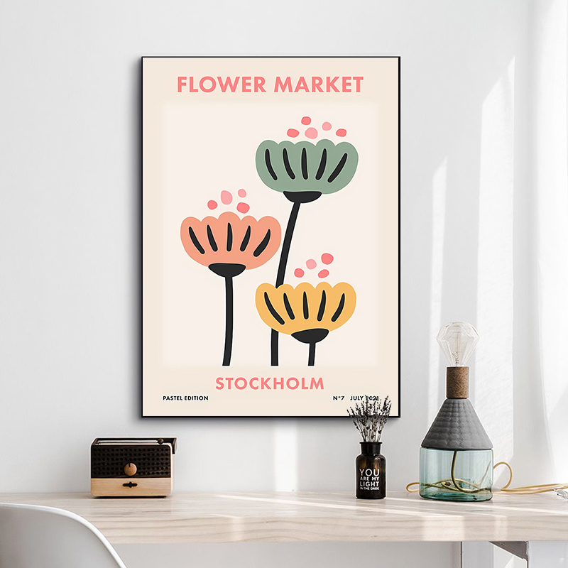 Colorful Retro Flower Market A – Home Decor Market Bewertung und Preis