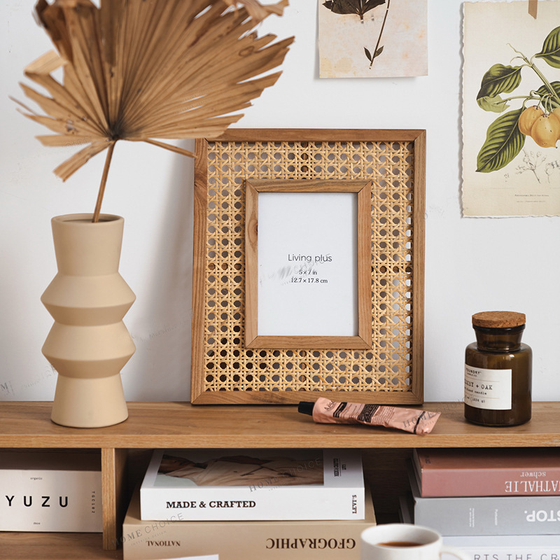 Nordic Solid Wood Rattan Woven – Bamboo Photo Frame Bewertung und Preis