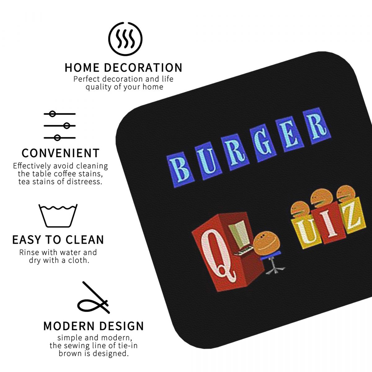 Burger Quiz New Logo Coasters  – Home Decor Quiz Bewertung und Preis