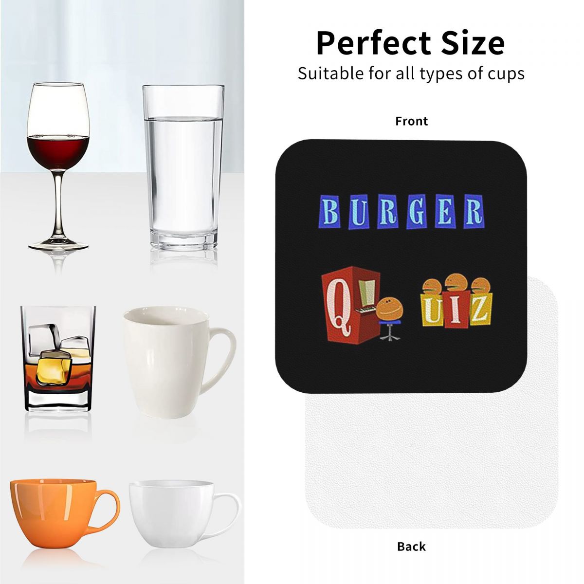 Burger Quiz New Logo Coasters  – Home Decor Quiz Bewertung und Preis